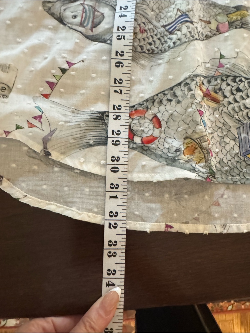 Vilagallo Cream Fish-Print Swim dress Tunic with Blue Trim - Picture 8 of 8